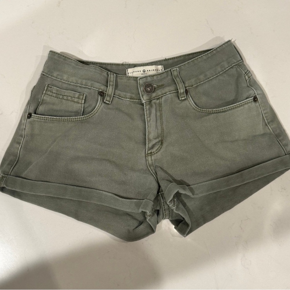 21 Denim Women's Size 28 Green 4 Pocket Cuffed Mid Rise Shorts